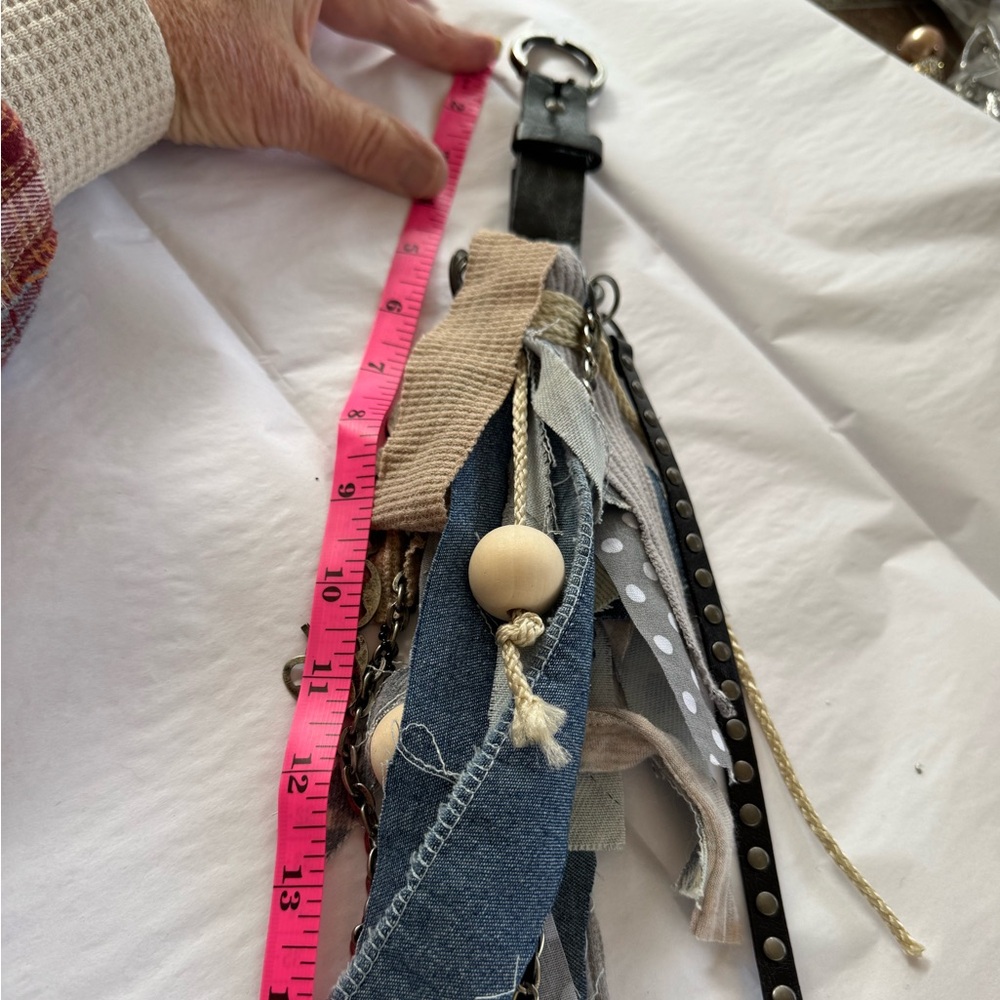 Black and Denim Keychain/Purse Charm with Beads